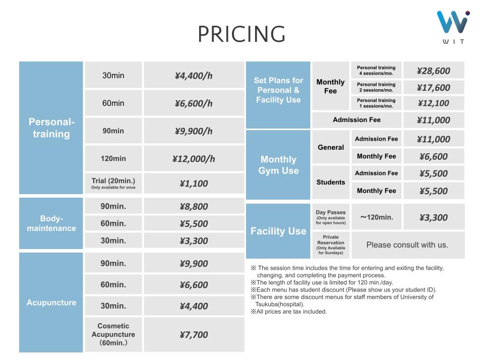 PRICING　all