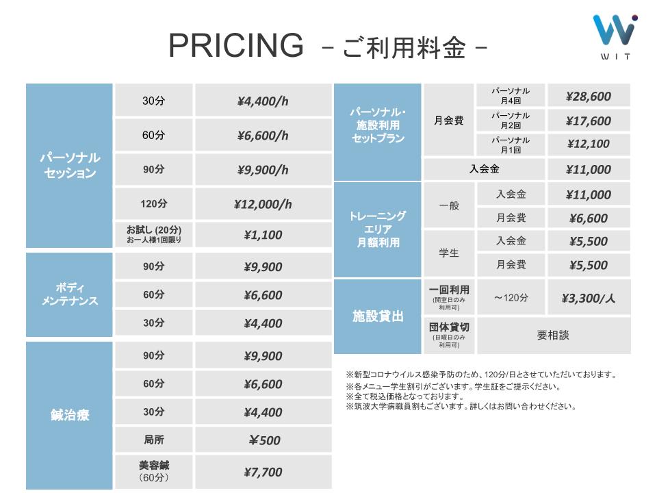 WITの料金表